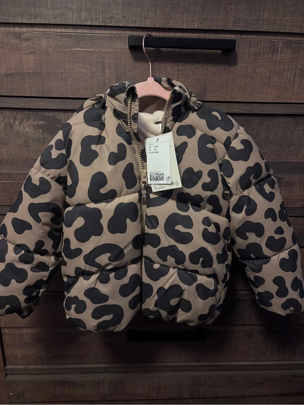 H&M Kids Leopard Print Puffer Jacket - Brown and Black